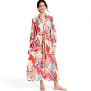 ALEXIS TARGET shirt dress retro multicolor long sleeve maxi boho woman plus 2X